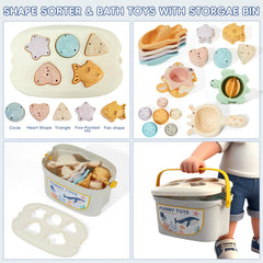 AMCHSURI storage bin keeps bath-time toys organized for quick cleanup