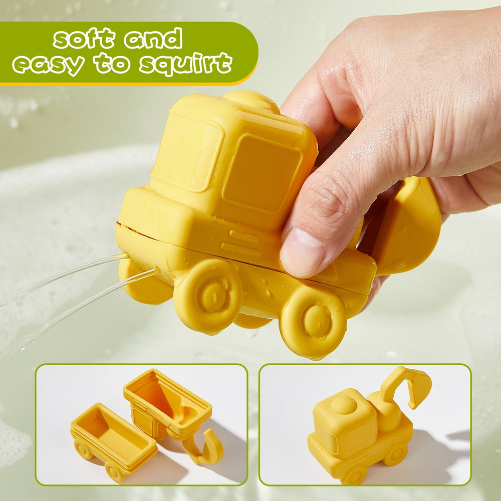 AMCHSURI bath toy bulldozer with water vents for squirting fun.