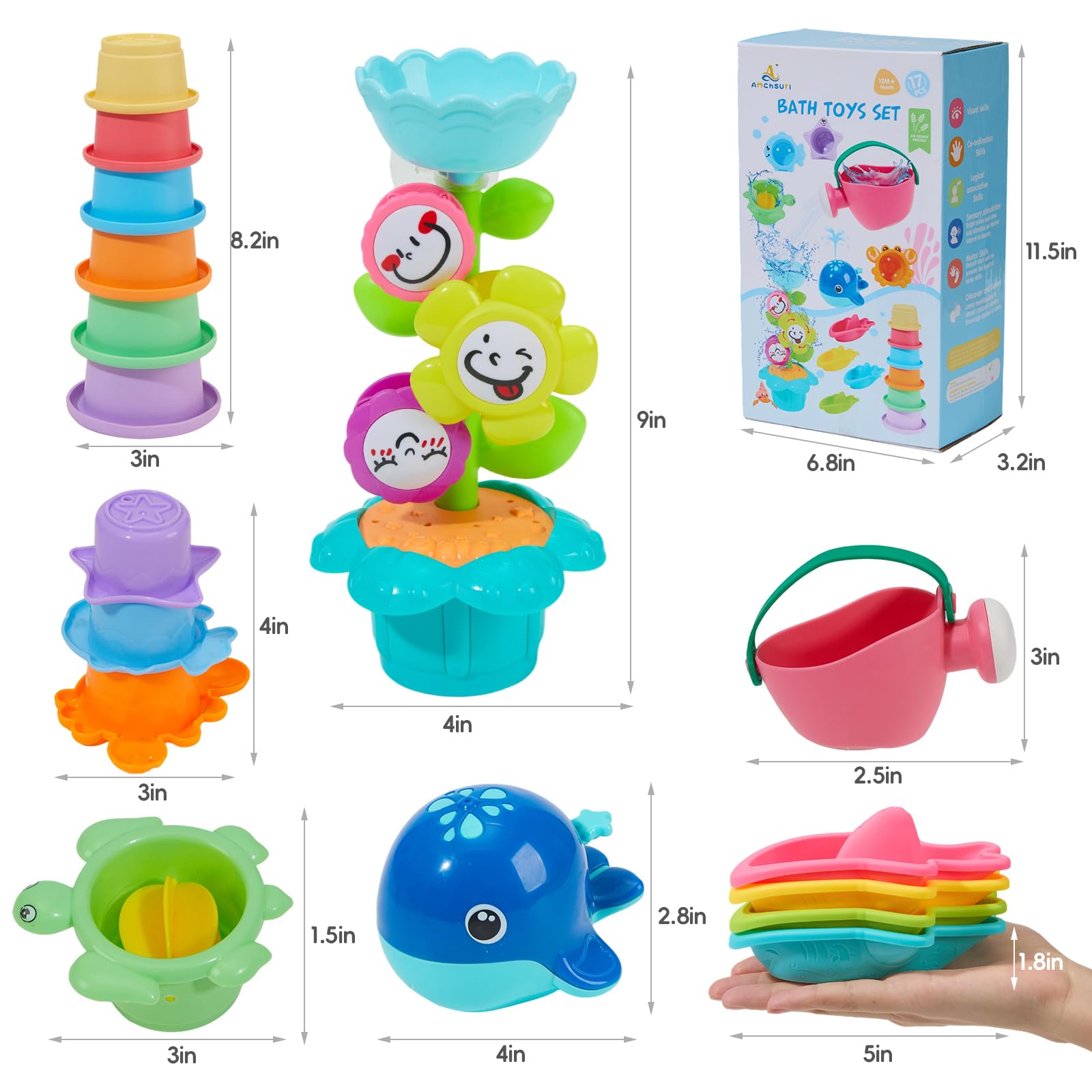 AMCHSURI Bath boats invite scooping, pouring, and imaginative sea play