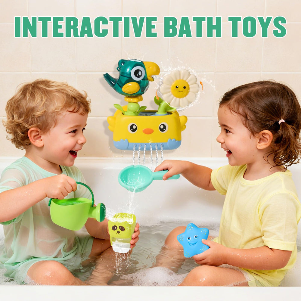 AMCHSURI two rotating waterfall cups encourage cause-and-effect water play.