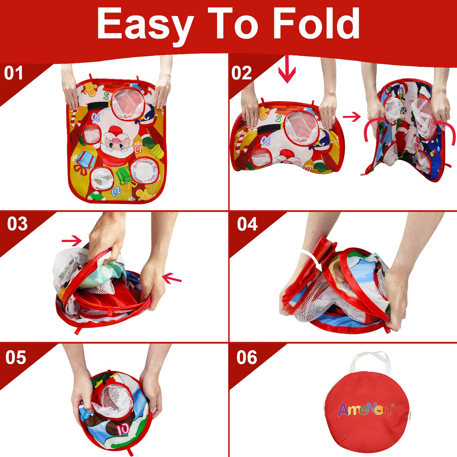 AMENON Collapsible cornhole set for quick setup and easy storage.