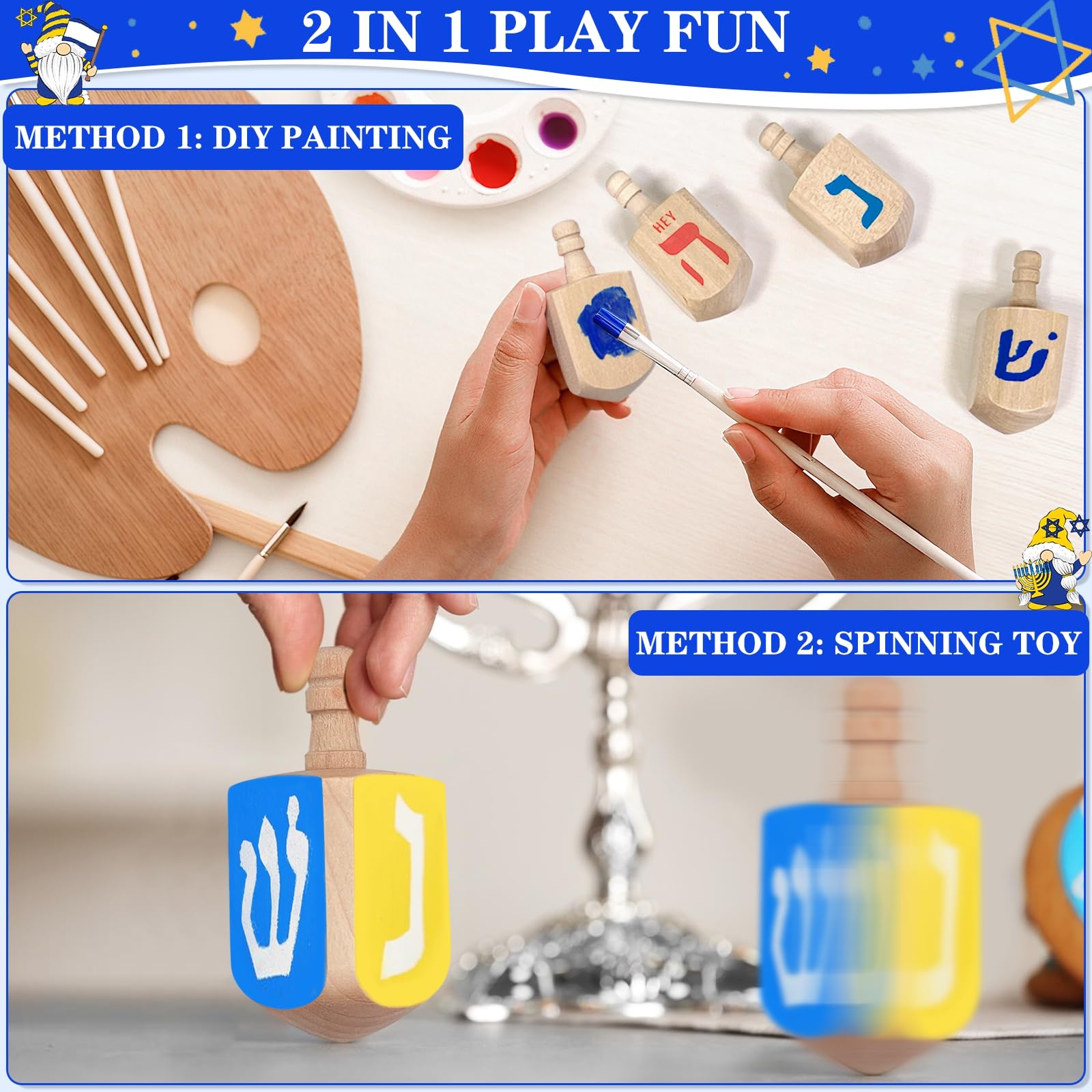 AMENON blank wooden surface on a dreidel for markers and paints