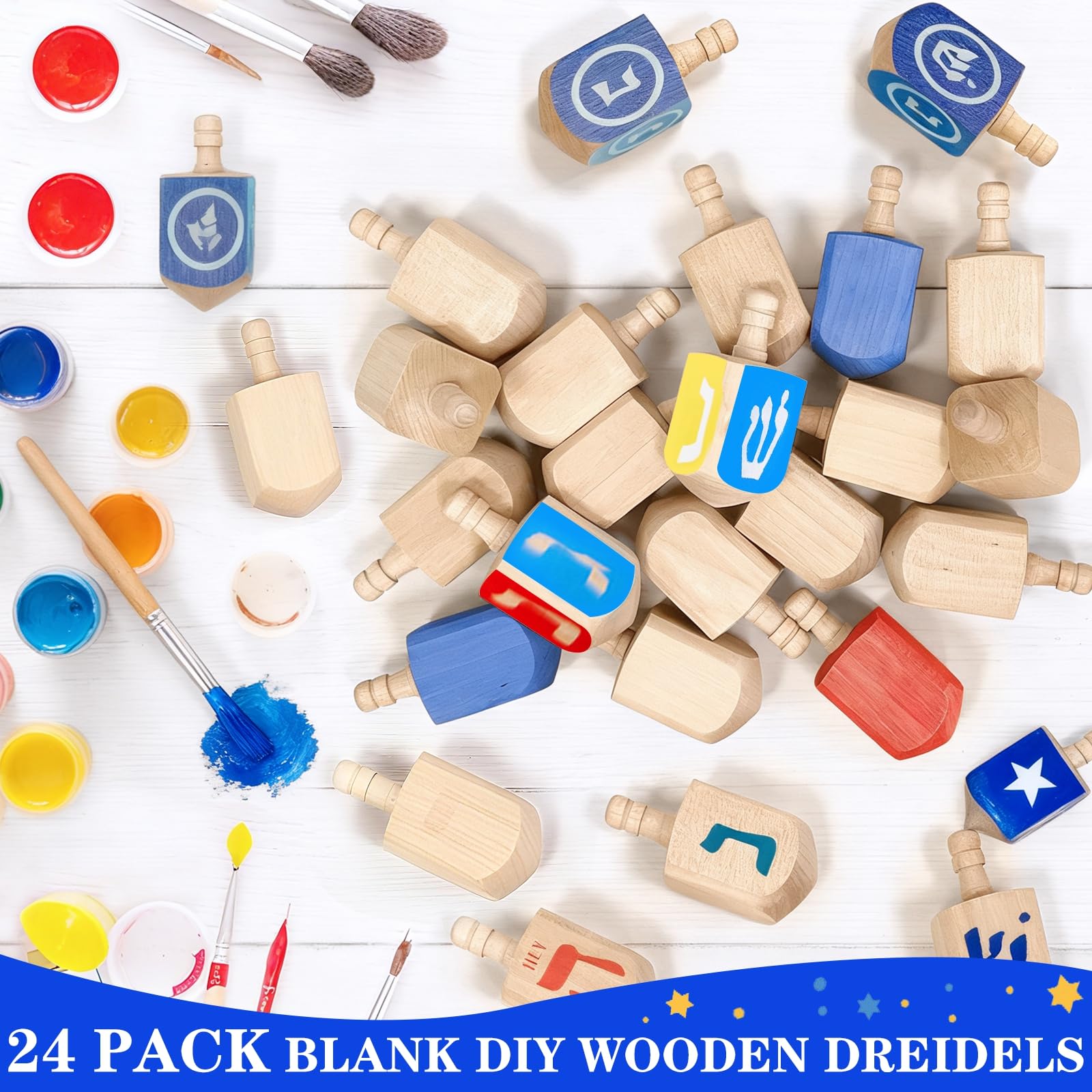 AMENON dreidel set as a Hanukkah party gift idea and craft centerpiece