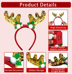 AMENON glitter headbands with jingle bells boost festive mood at gatherings.