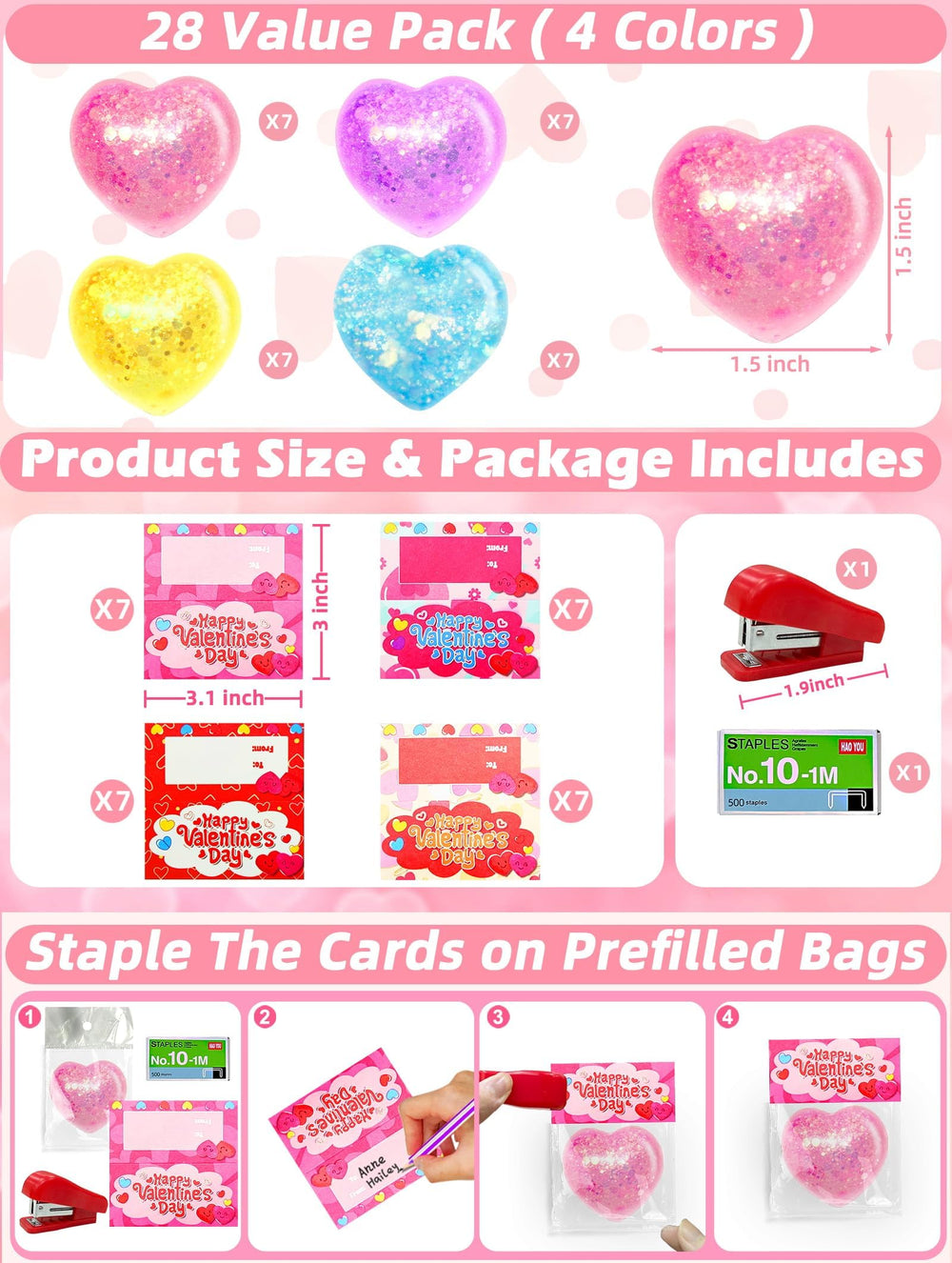 AMENON heart glitter stress ball blue vibrant option for giveaways and kids celebrations