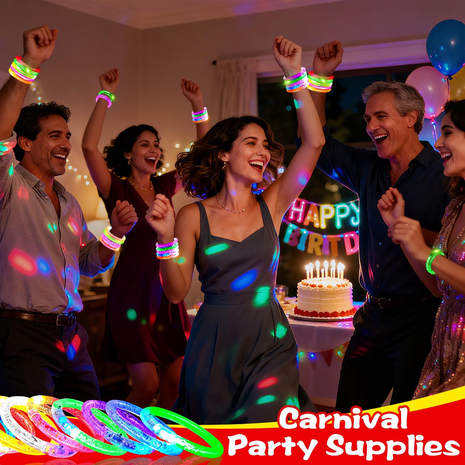 AMENON durable plastic glow bracelets are built for active play.