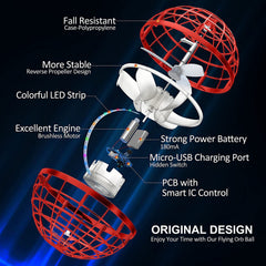 AMERFIST Flying Orb Ball Toy red LED glow for nighttime visibility