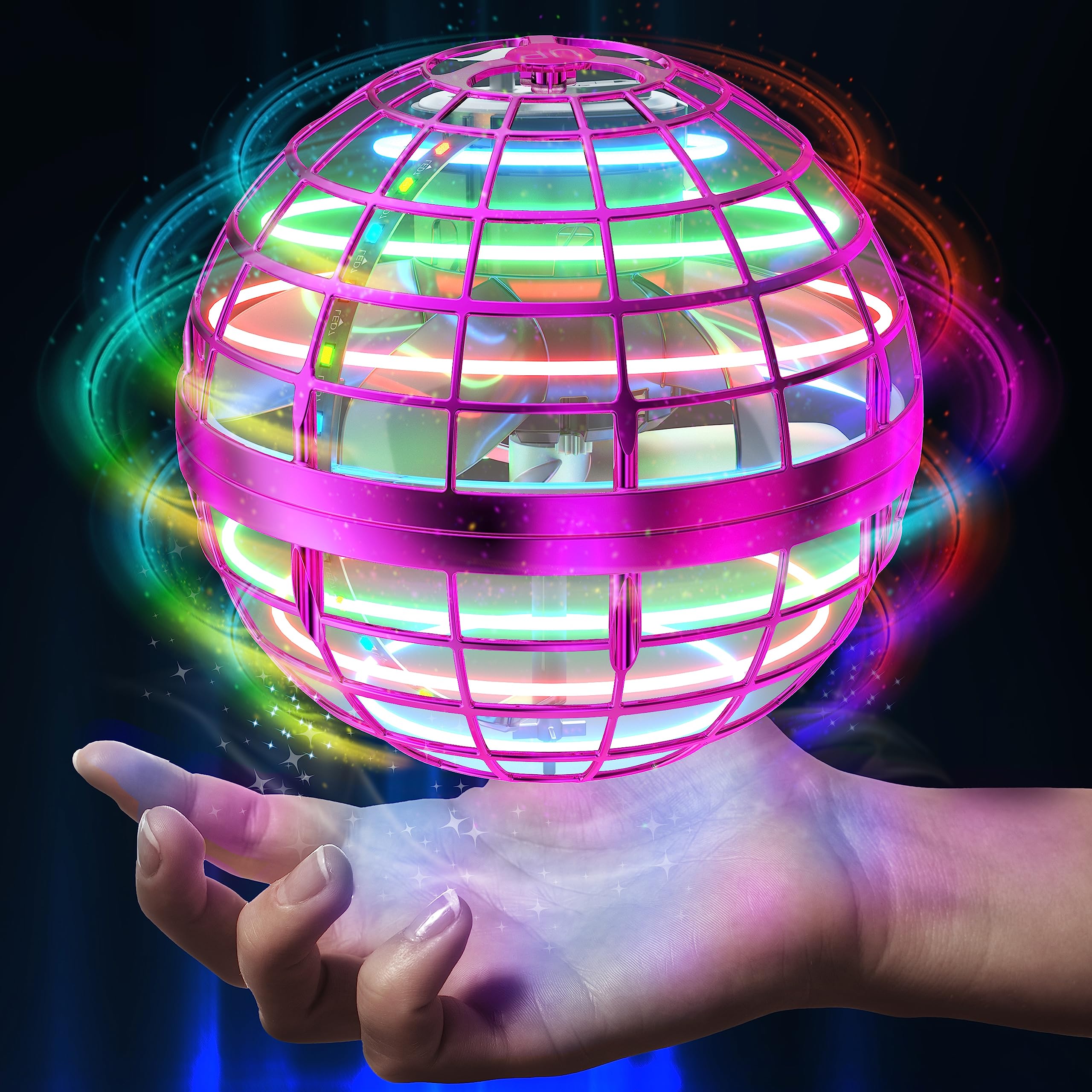 Amerfist flying orb ball toy pink LED flight enhances night play.