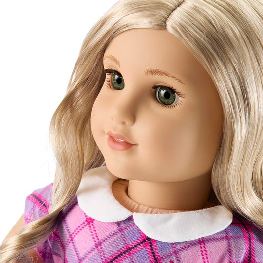 American Girl Truly Me with curly blonde hair invites creative styling and dress-up adventures