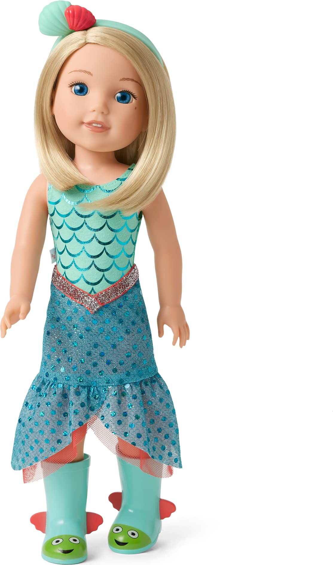 Camille doll face close-up with blue eyes for imaginative storytelling.