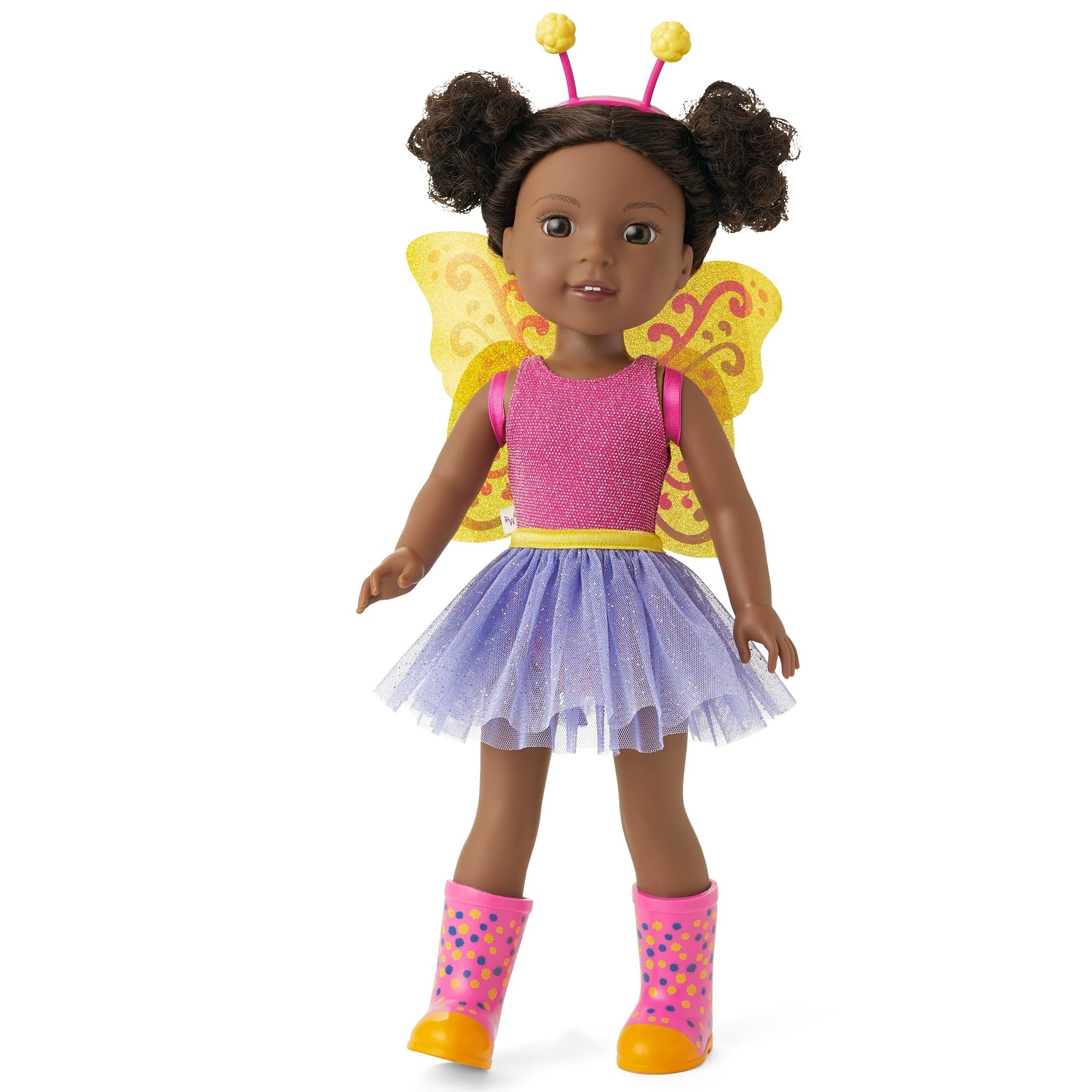 American Girl WellieWishers Kendall doll in pink leotard sparks imaginative dress-up play.