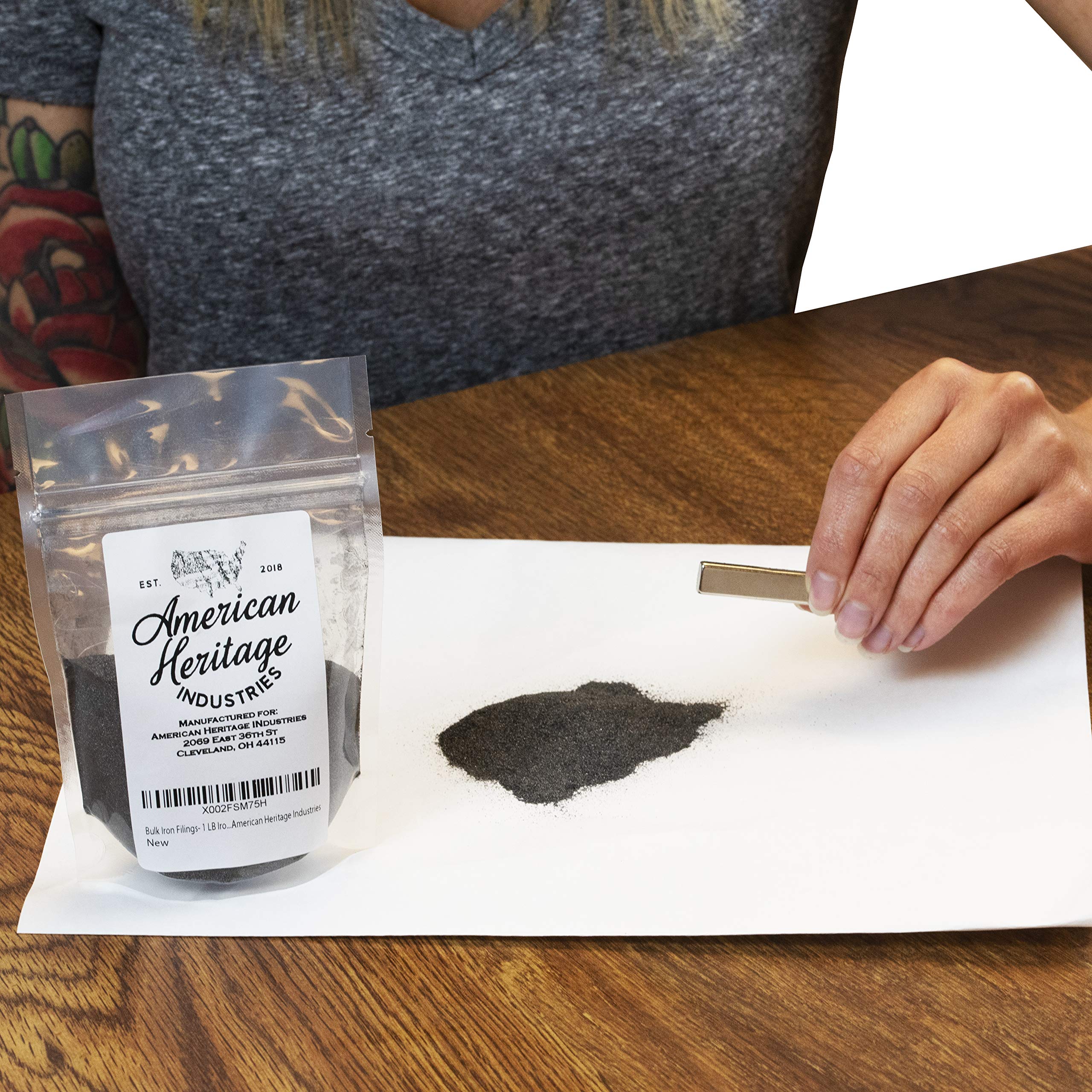 American Heritage Industries pure iron filings ideal for classroom experiments.
