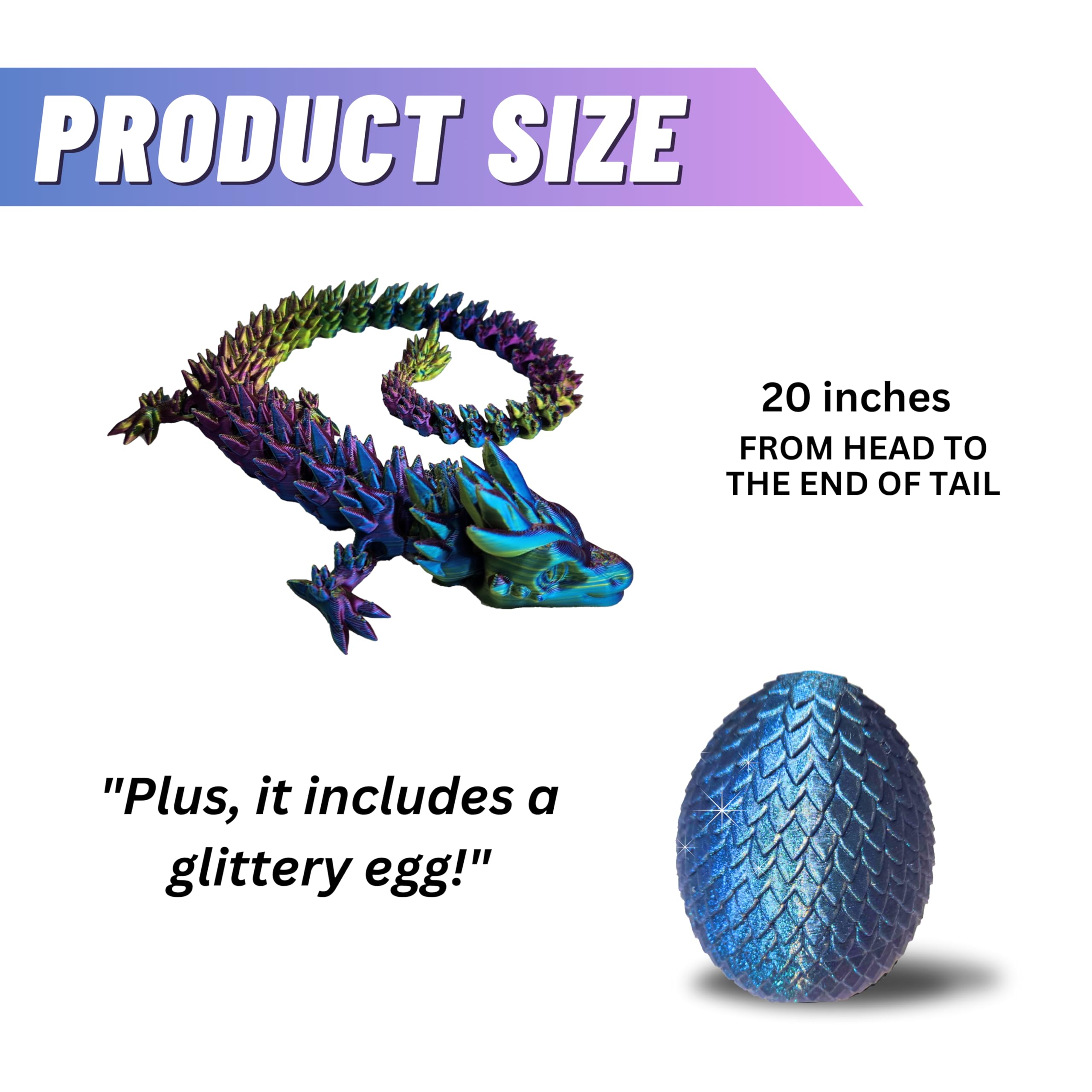 Amerimaker 20inch dragon fully articulated in a dynamic pose for imaginative play.