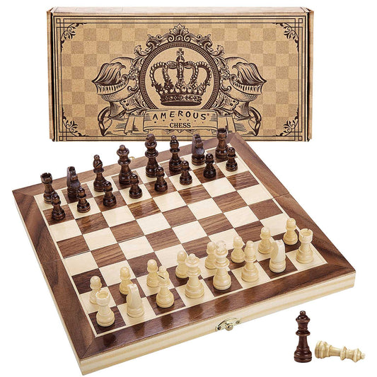 AMEROUS 12x12 magnetic chess board for travel and organized play.