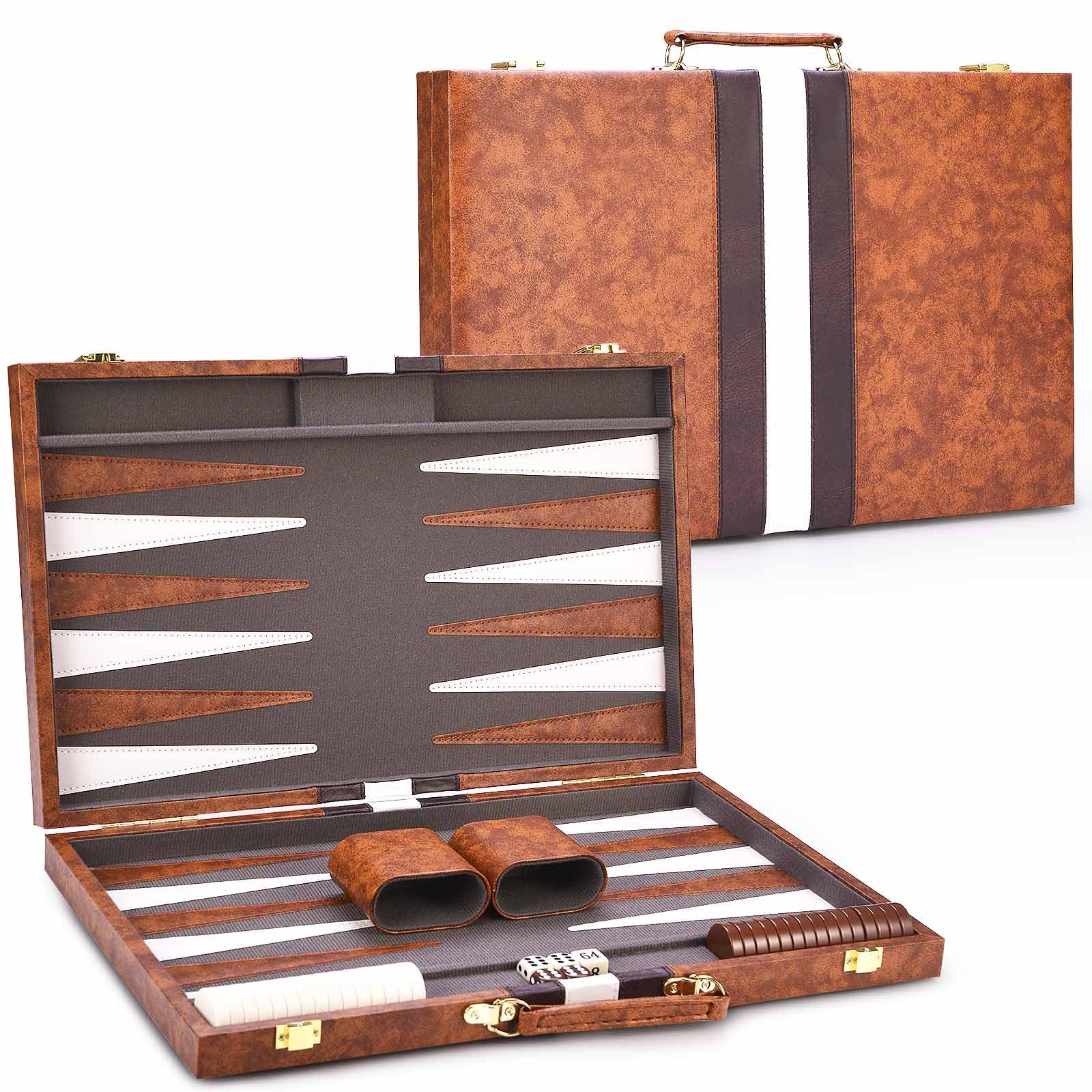 AMEROUS backgammon 18in board opened, spacious play area for two players.