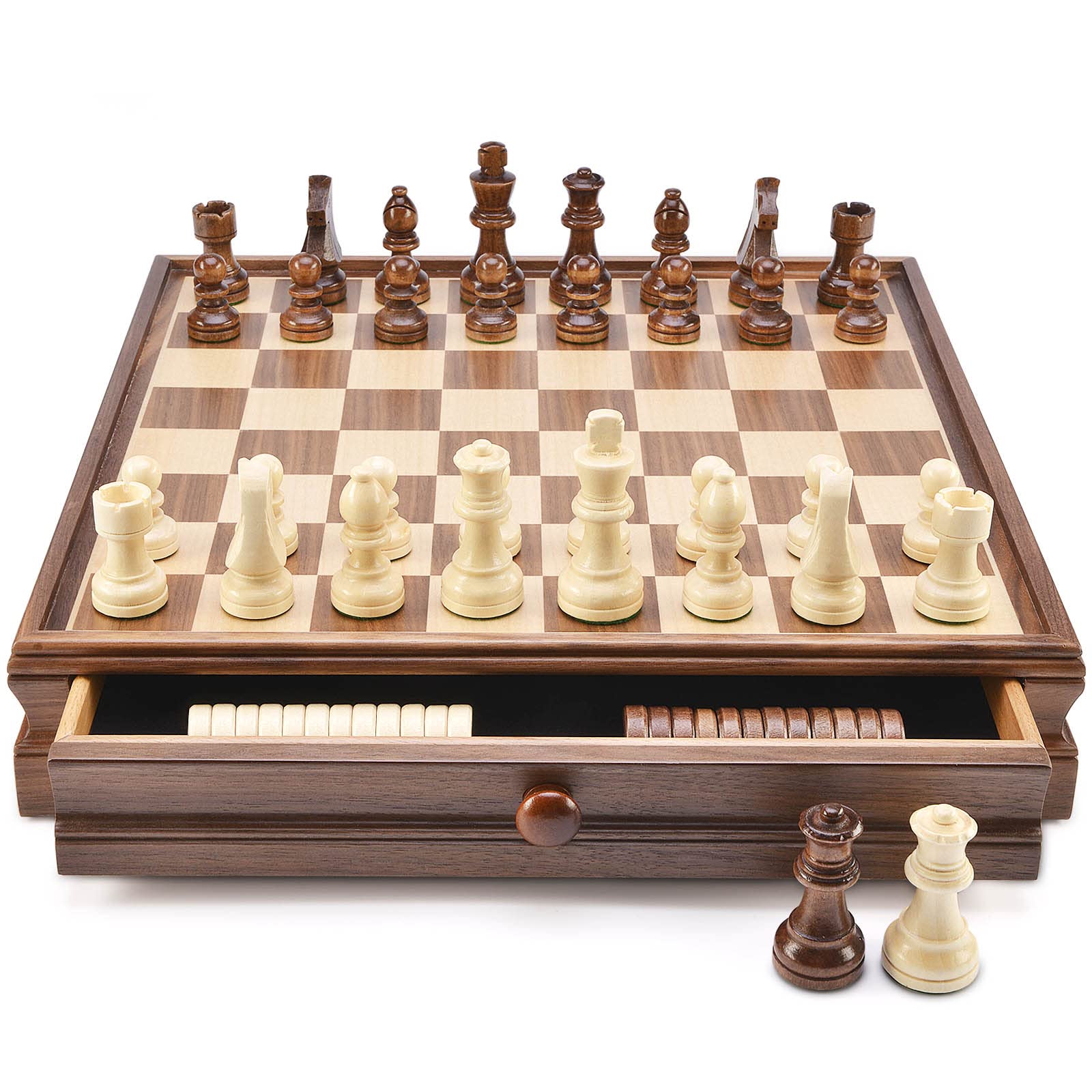 AMEROUS checkers board and pieces for classic family fun