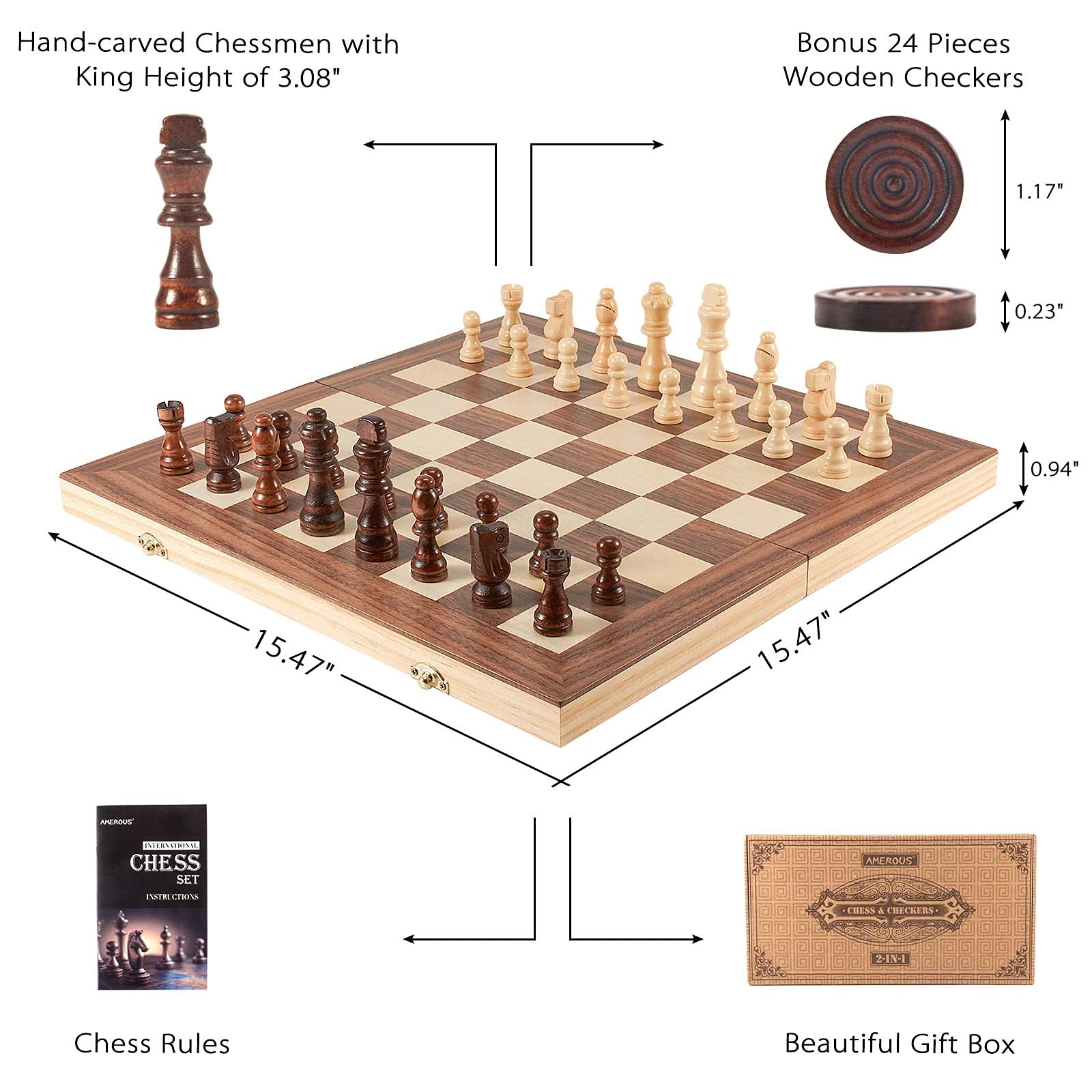 AMEROUS checkers pieces ready for family game night