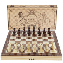 AMEROUS chess set 12x12 folding board for travel-ready play.