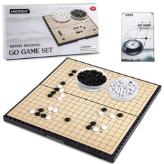 AMEROUS go-board opened for play, portable travel setup with 19x19 grid.