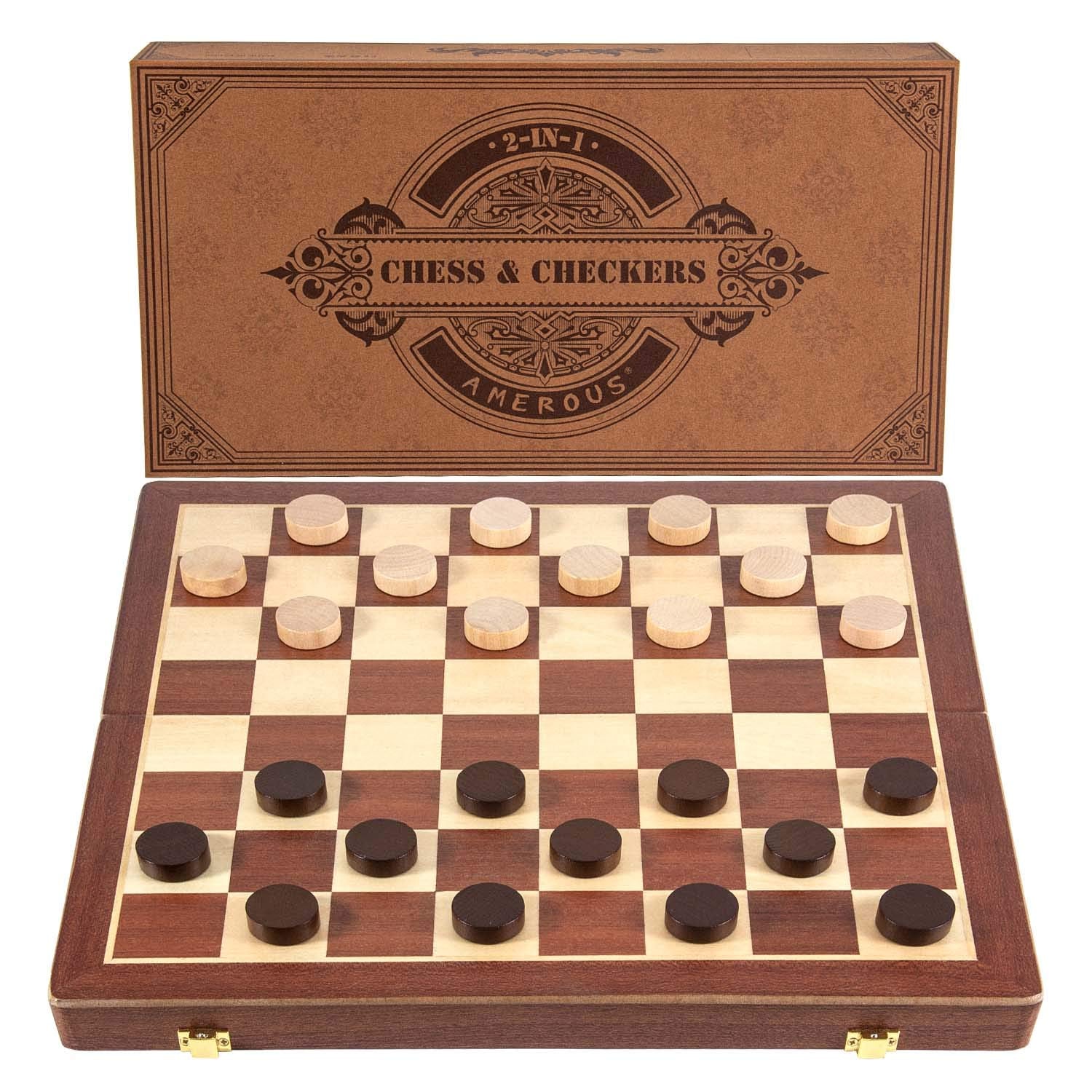 AMEROUS hand-carved magnetic chess pieces for stable play and elegant look.