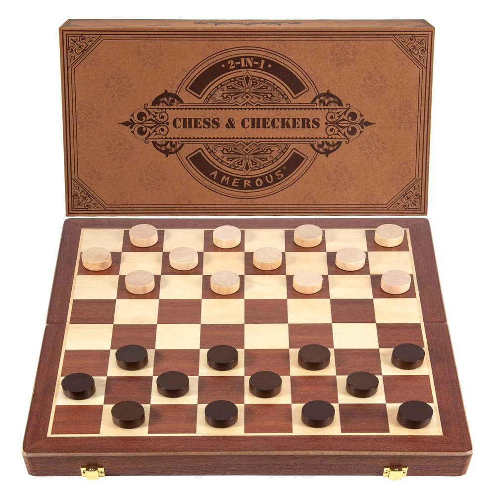 AMEROUS hand-carved magnetic chess pieces for stable play and elegant look.