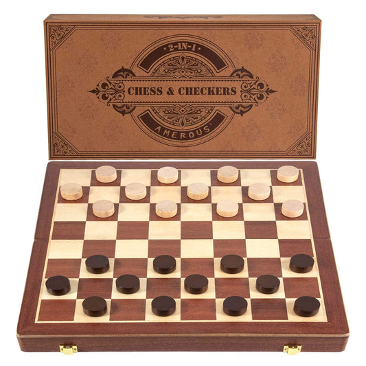 AMEROUS hand-carved magnetic chess pieces for stable play and elegant look.
