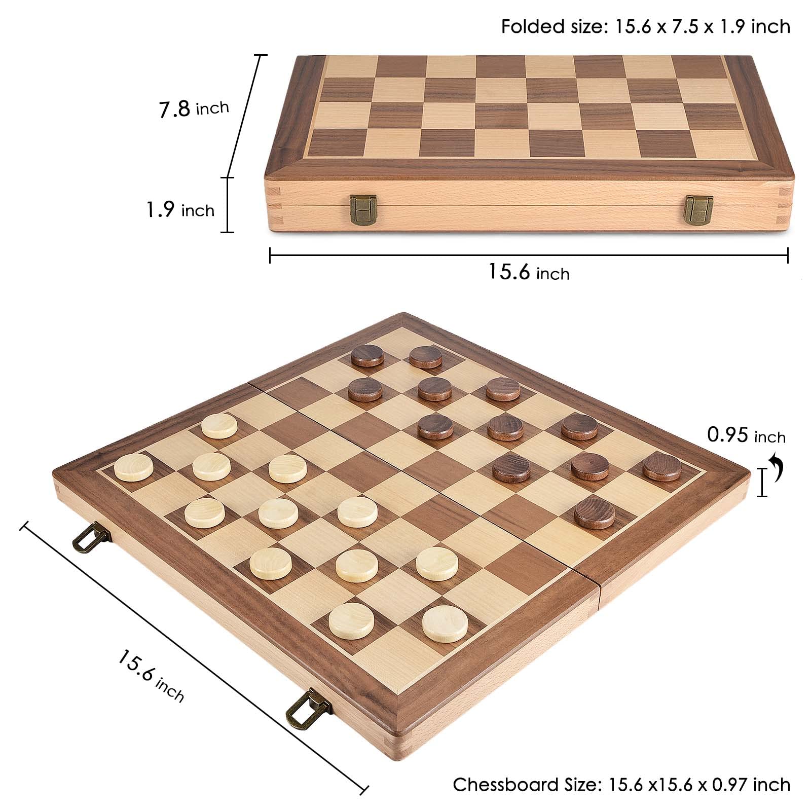 AMEROUS handmade wooden chess pieces with smooth finish for quiet moves
