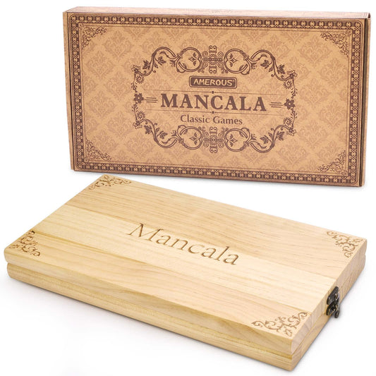 AMEROUS Mancala folding board for easy travel and compact storage.