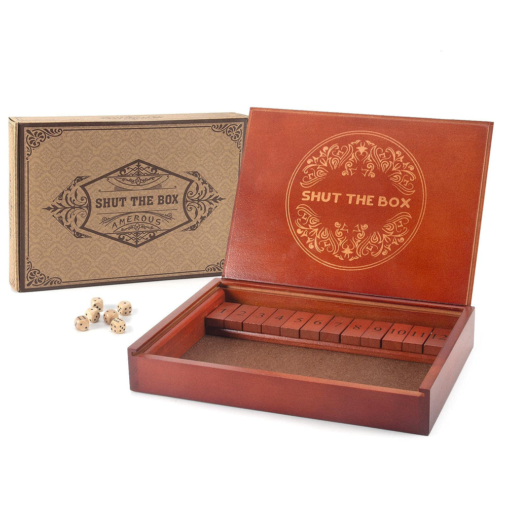 AMEROUS Shut The Box lid shown, ideal for storage and quick setup during game night