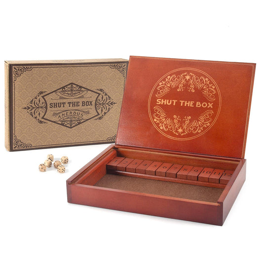 AMEROUS Shut The Box lid shown, ideal for storage and quick setup during game night