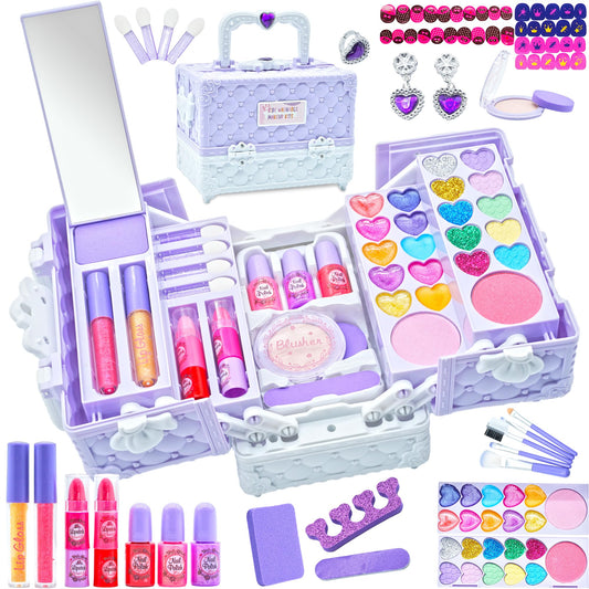 Amerrly 52-piece kids makeup kit open for imaginative play with easy cleanup