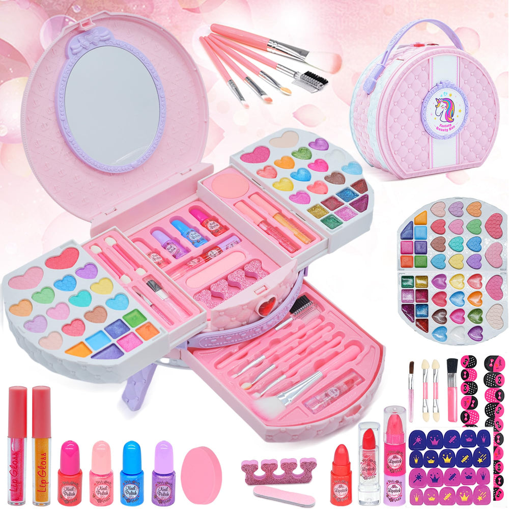 Amerrly kids makeup sets in pink-purple vanity case for imaginative play