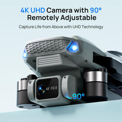 Ameta S20 Lite 4K camera side view shows foldable portability for travel.