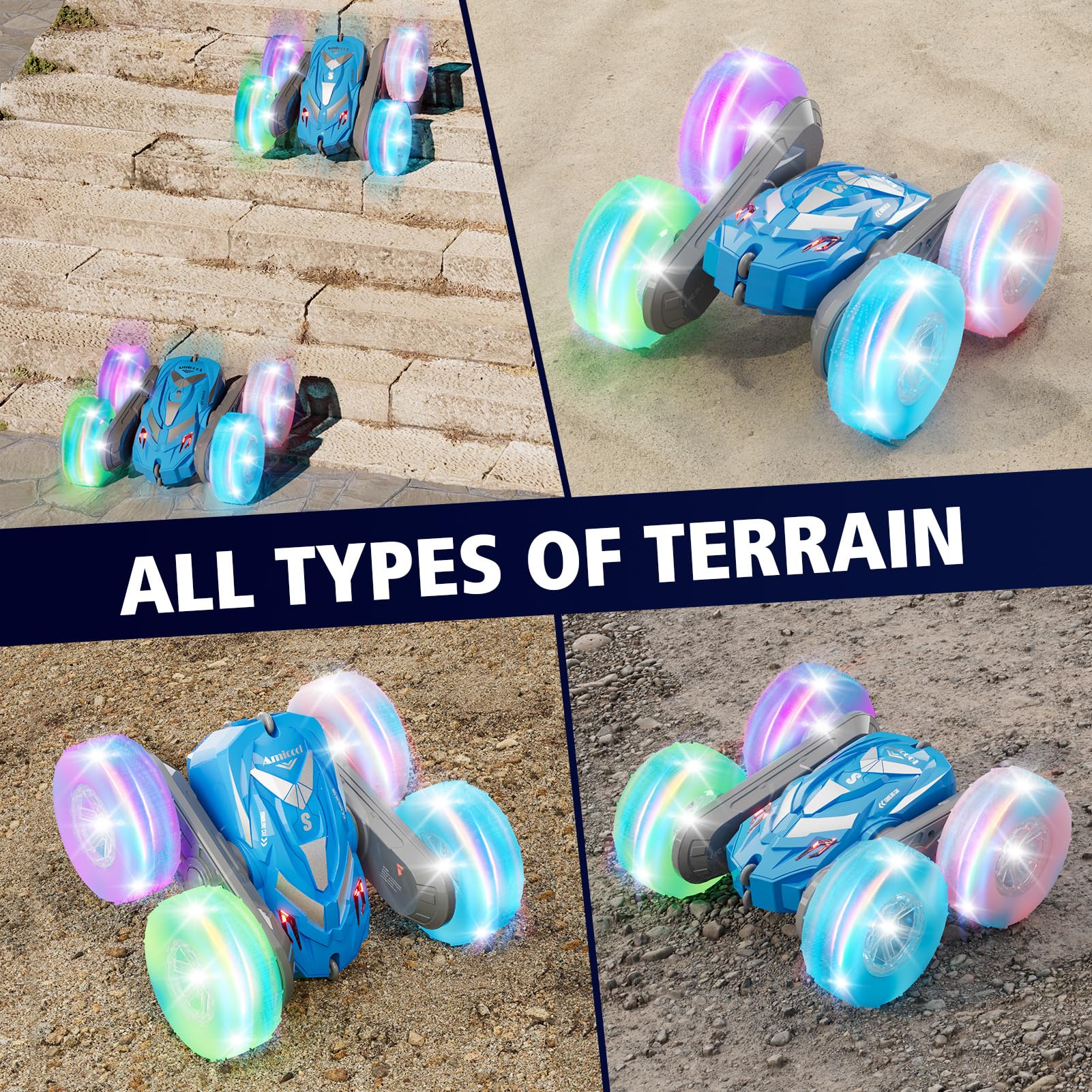 Amicool all-terrain tires handle sand, grass, and carpet