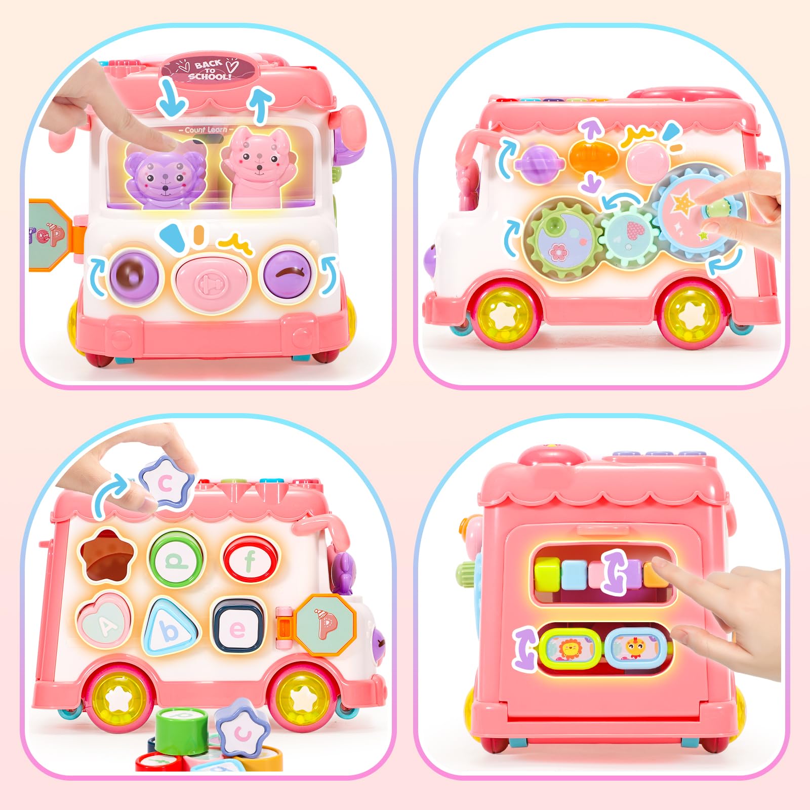 AmiDear bus with soft silicone mirror for safe, reflective play.