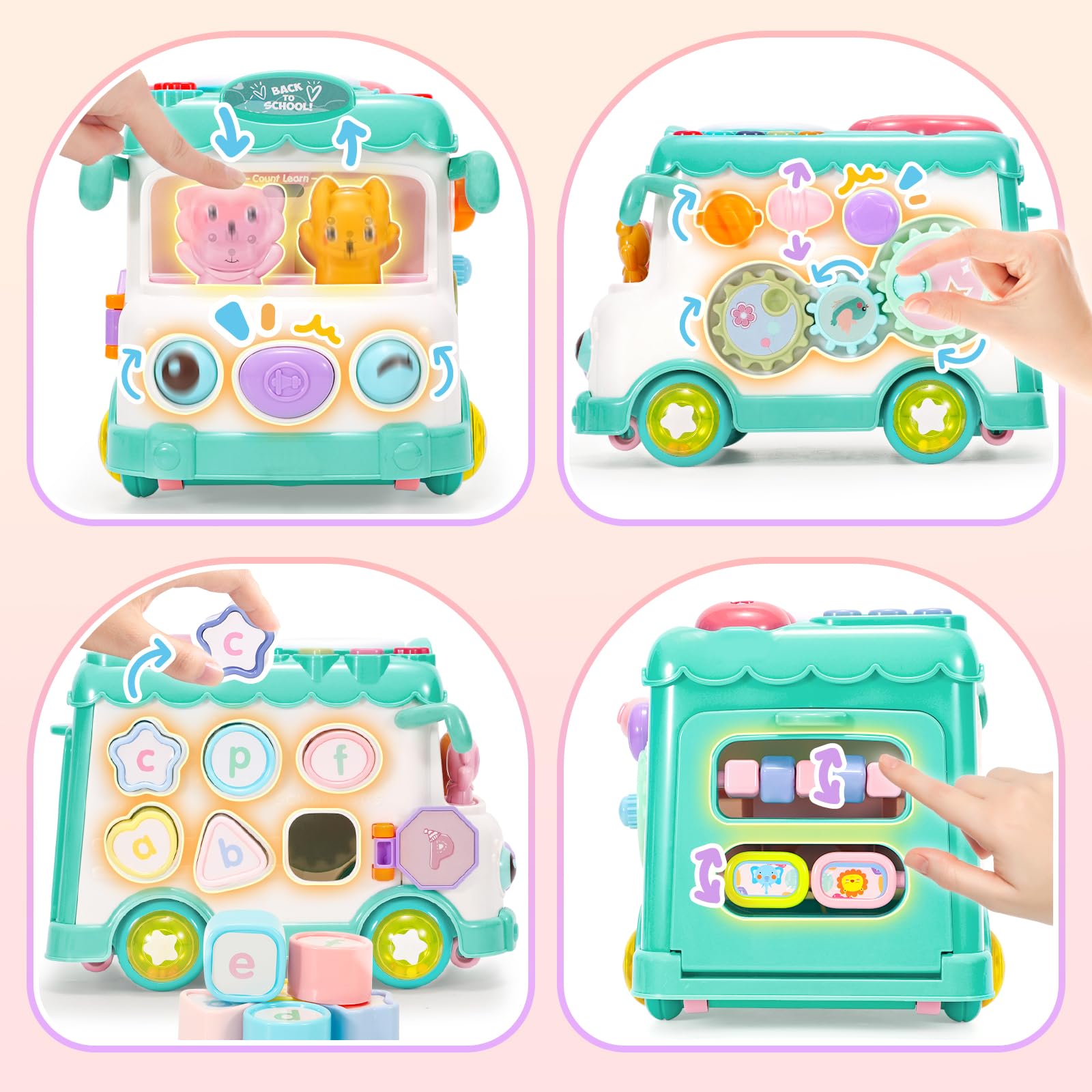 AmiDear bus keyboard and drum promote rhythm skills during playtime.