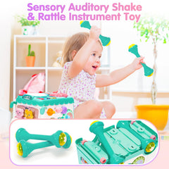 AmiDear bus with pretend phone and shape sorting sparks imaginative play.