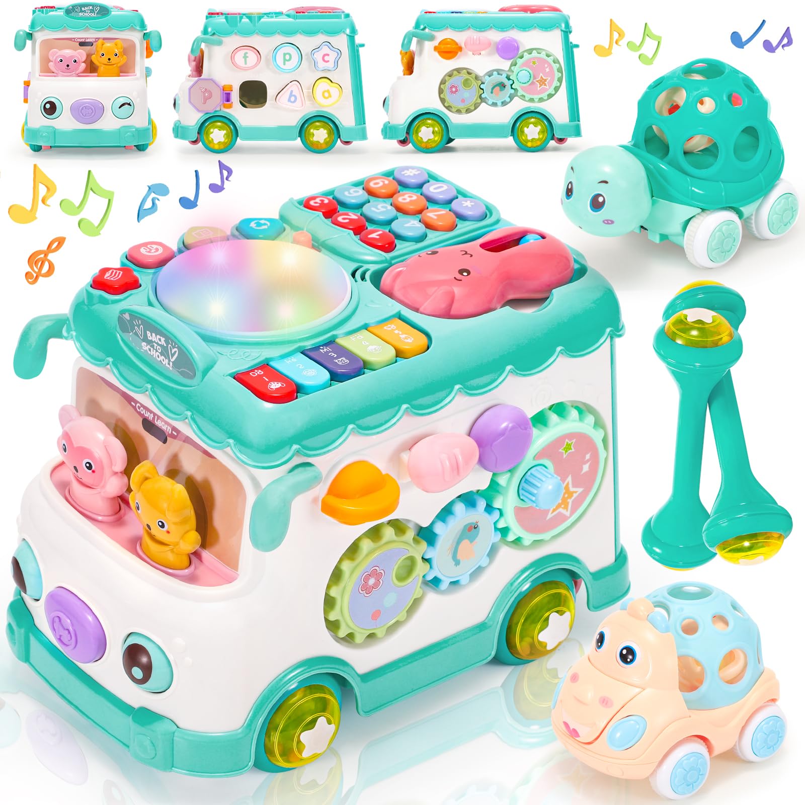 AmiDear Montessori bus front view with interactive features for toddlers.