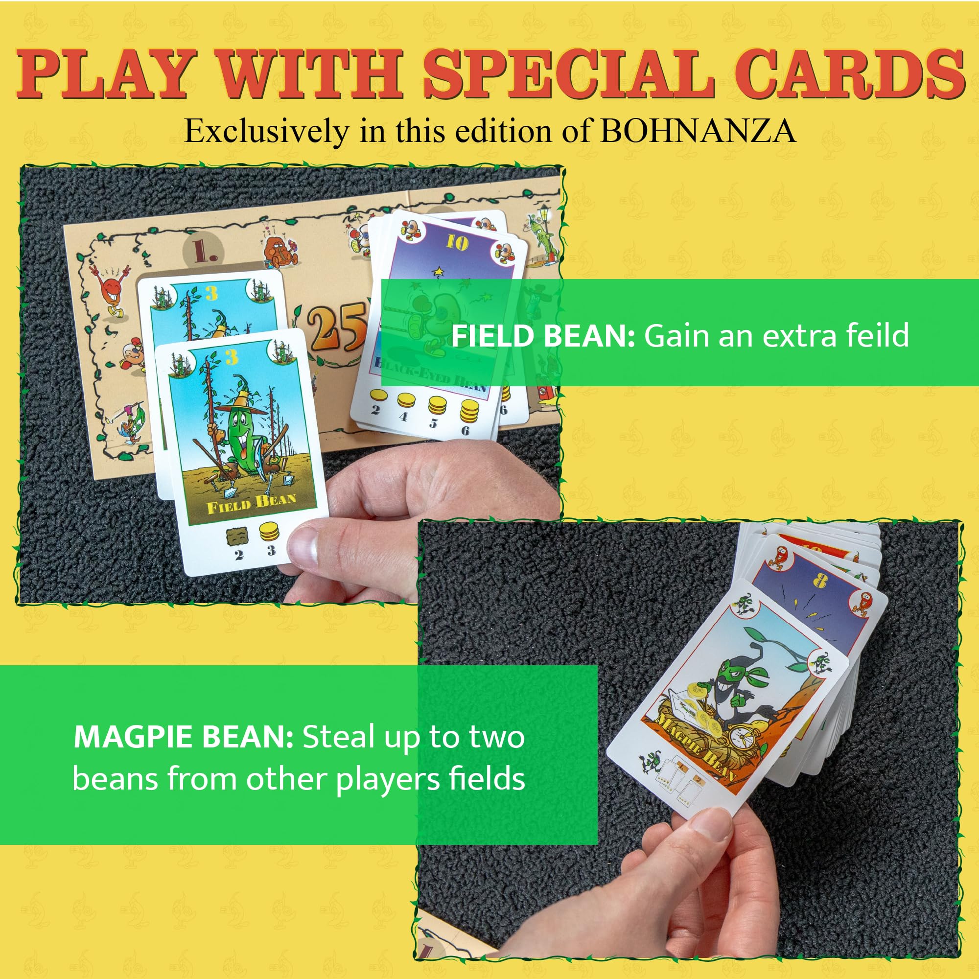 AMIGO Bohnanza expansion pack with cocoa, wax, and coffee beans
