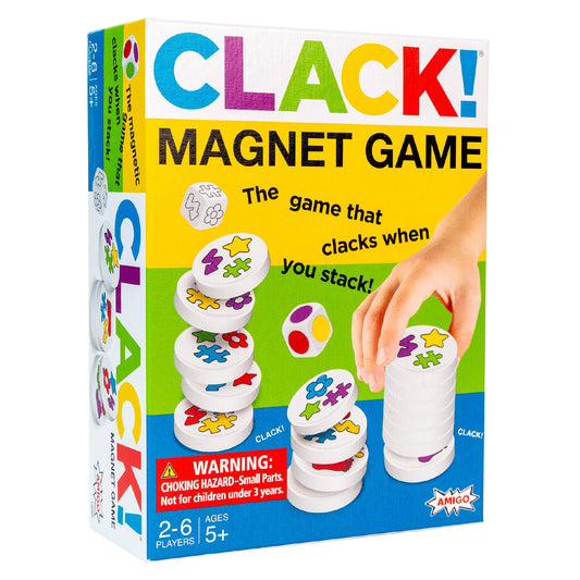 AMIGO Clack! Categories discs close-up showing magnetic pieces for color matching.