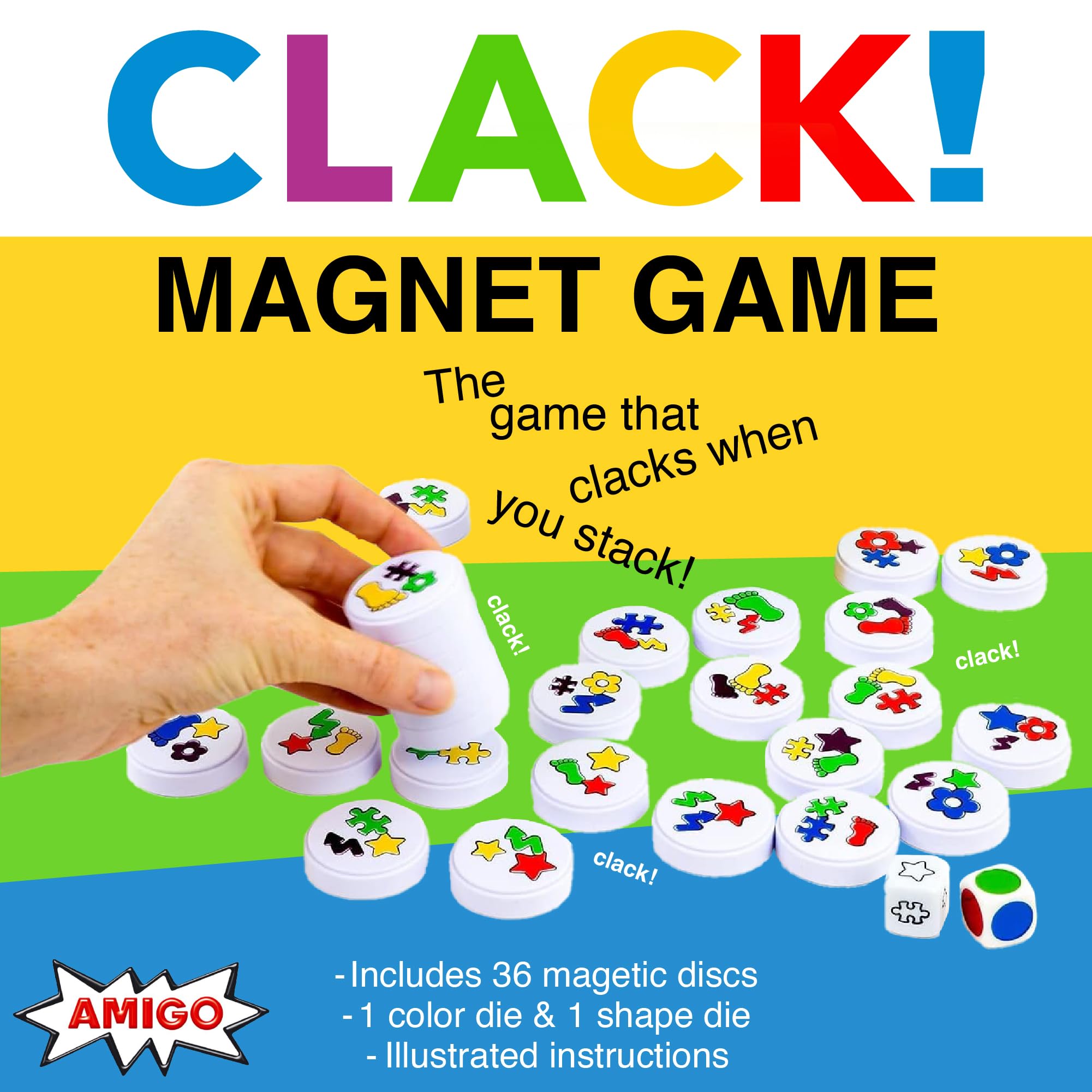 AMIGO Clack! Categories setup image demonstrates easy start for new players.