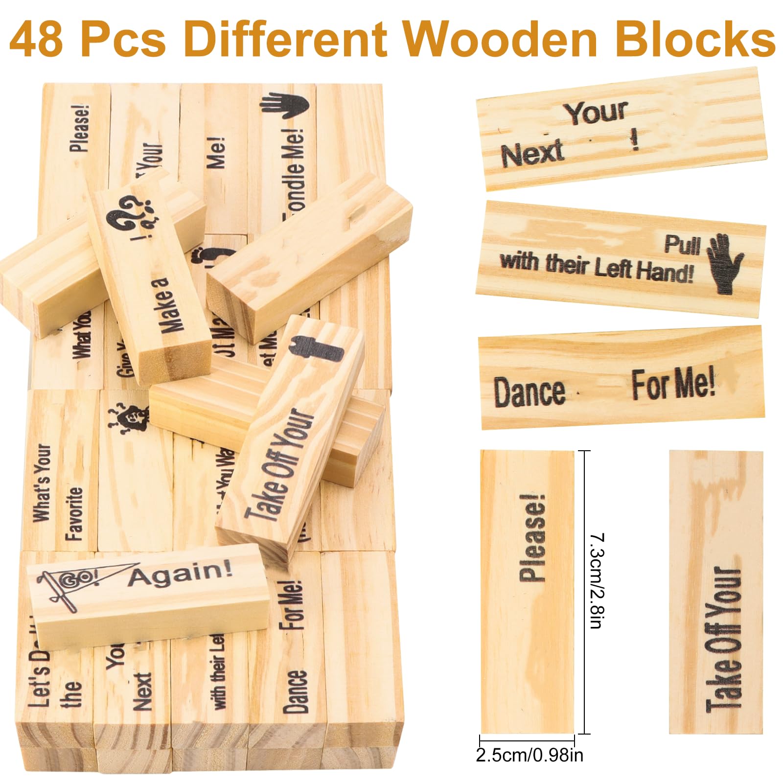 AMIITRY wooden game blocks close-up showing durable, smooth edges