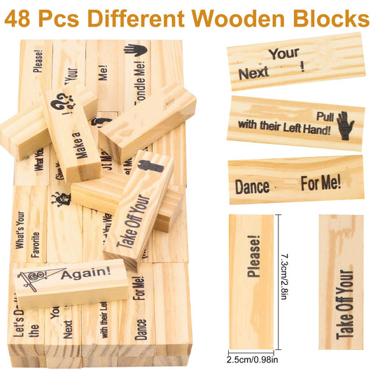 AMIITRY wooden game blocks close-up showing durable, smooth edges