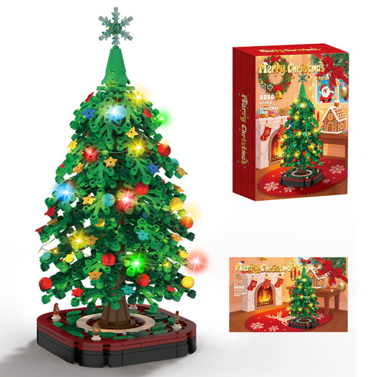 amireed Christmas Tree Building Blocks Set with LED Light glow for festive ambience