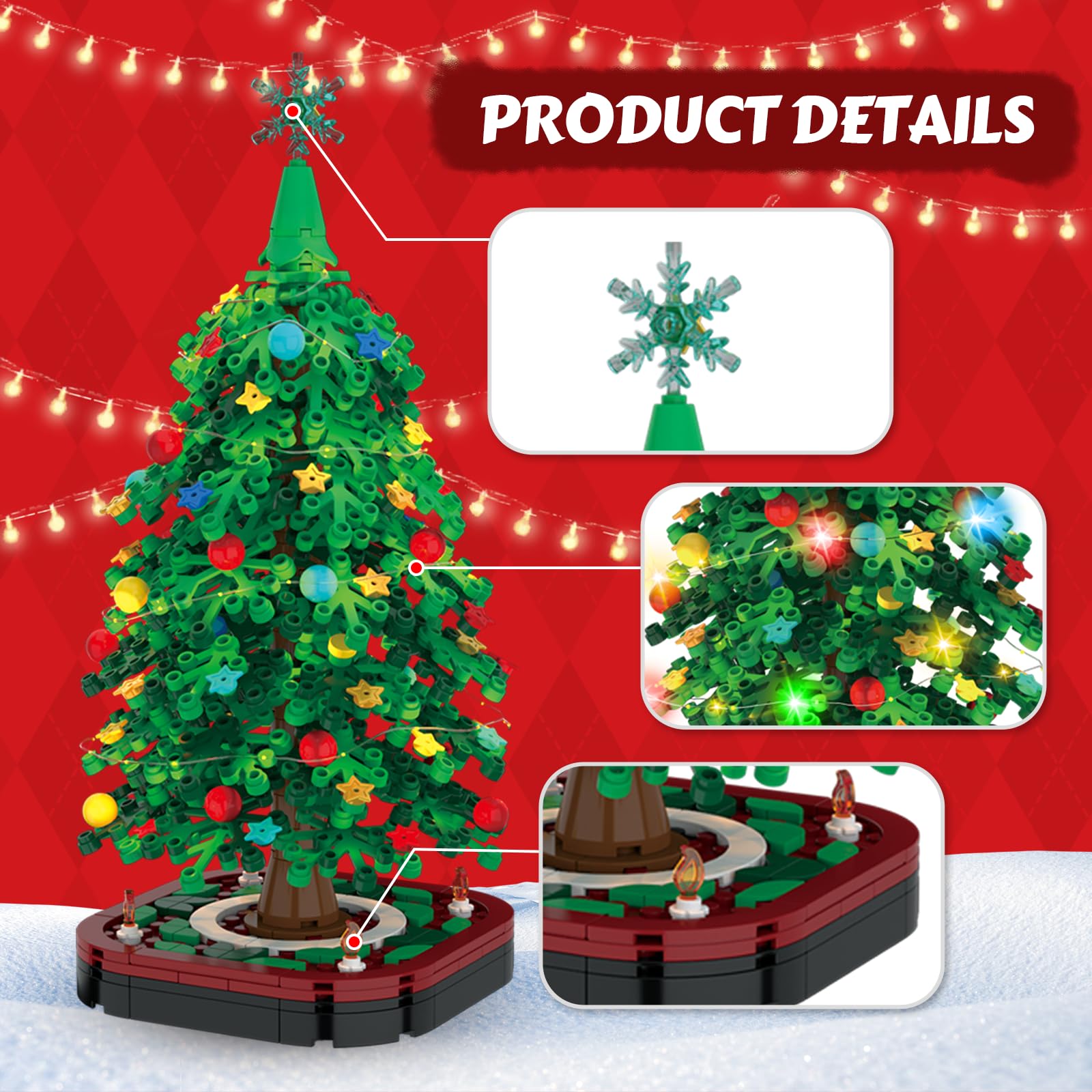 amireed glowing Christmas tree centerpiece with lights woven through branches