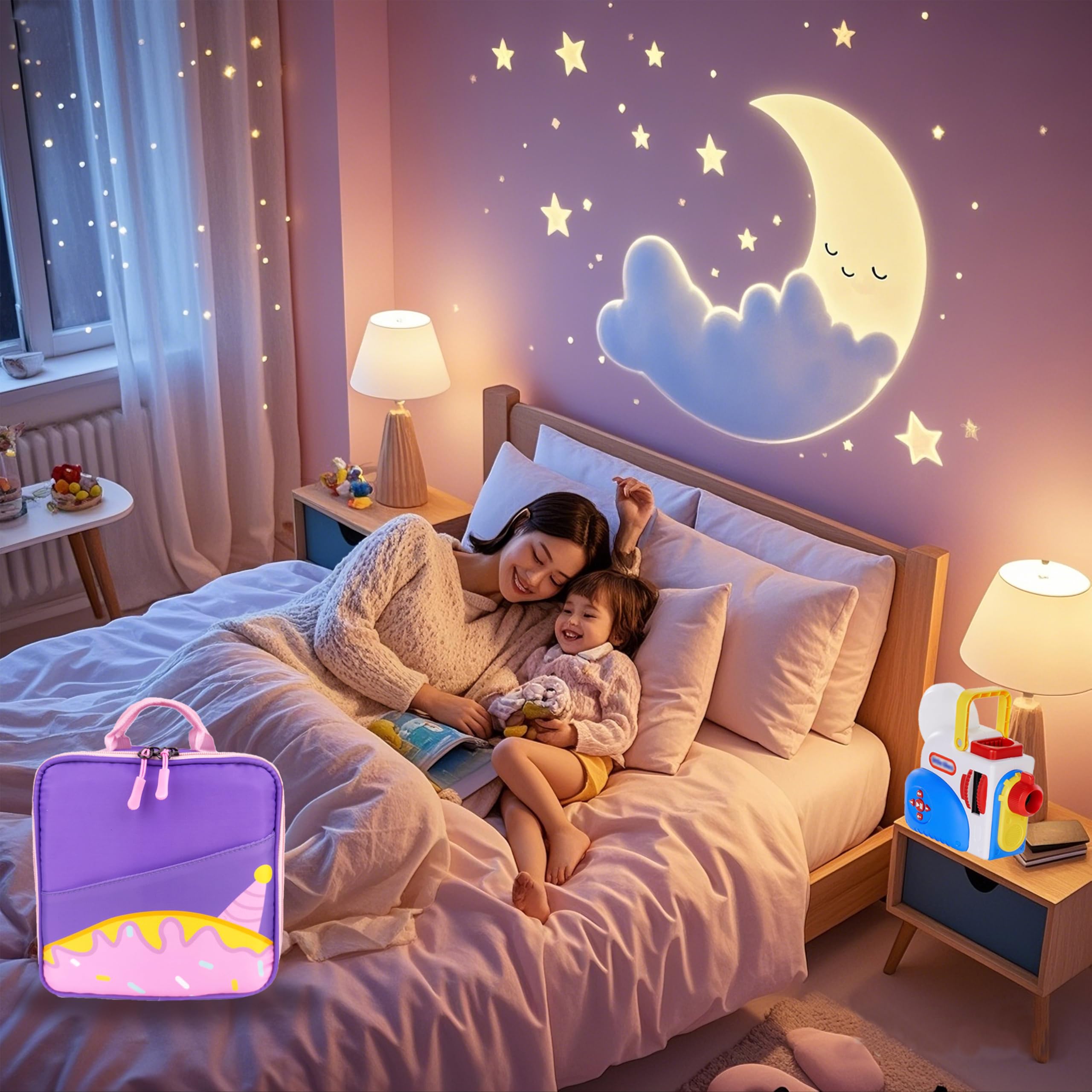 Amiumuca cloud-pattern purple bag adds kid-friendly style