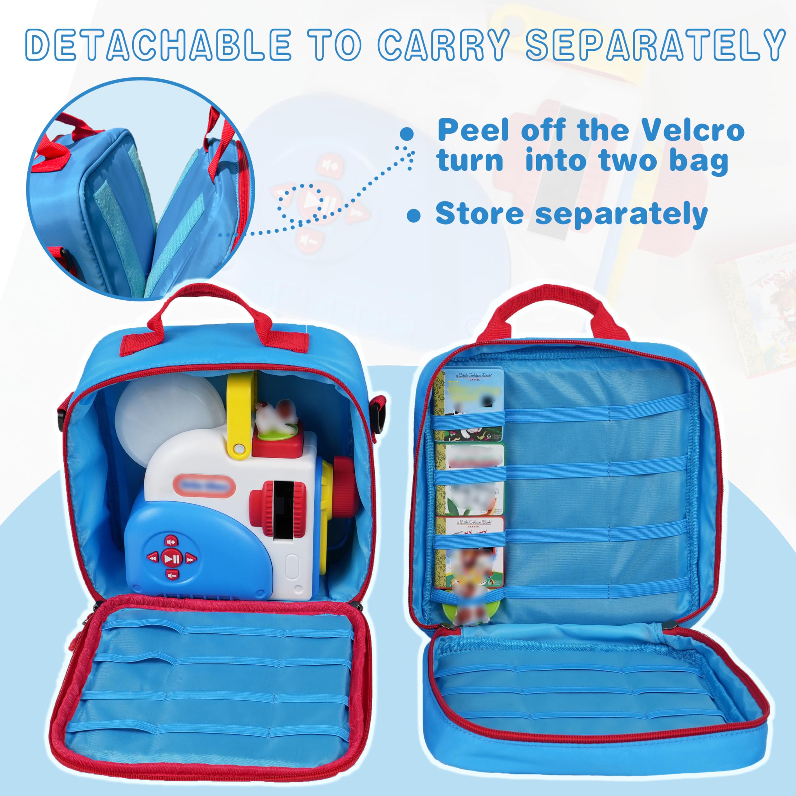 amiumuca machine-side compartment stores extra book sets for quick park visits