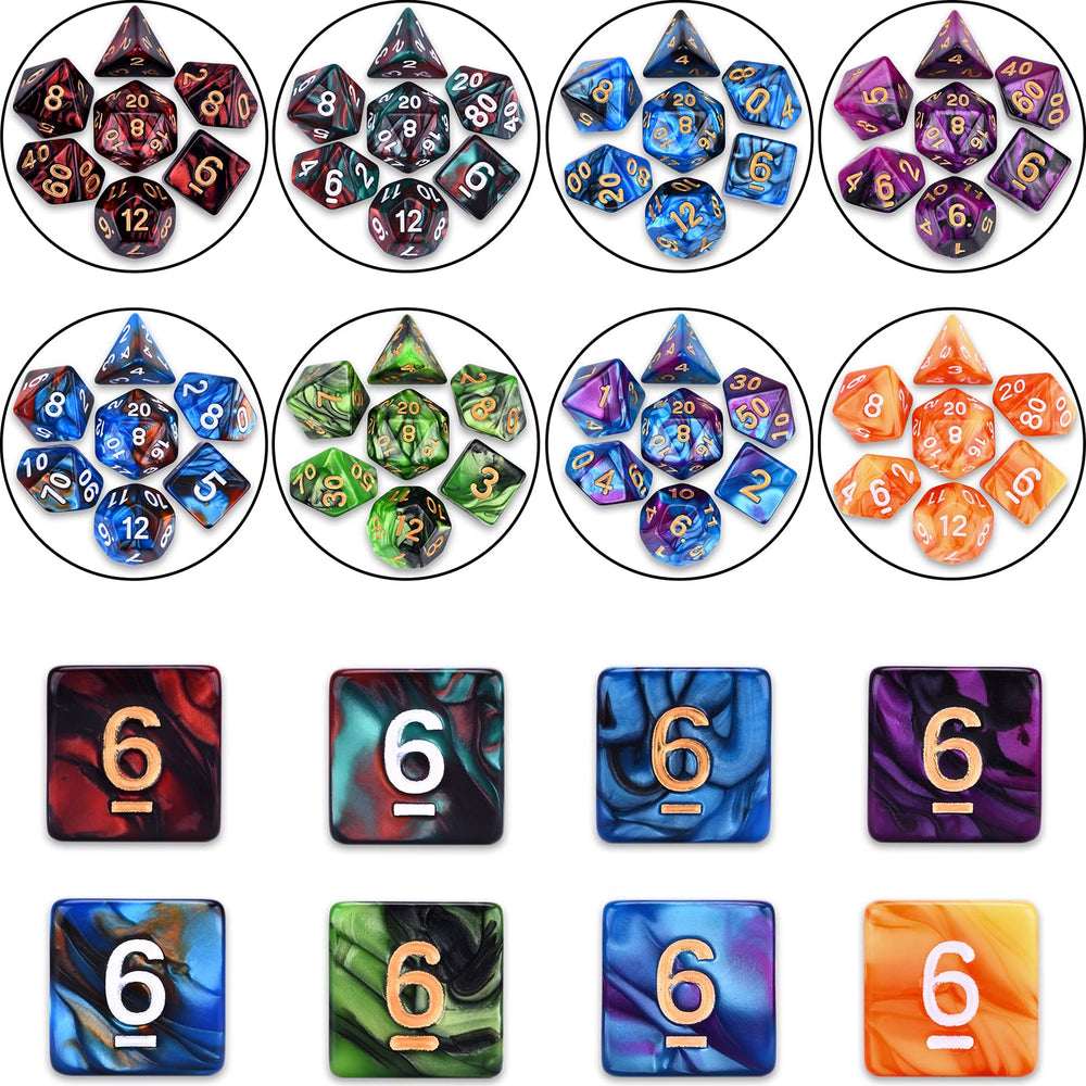 Amiven DND dice set closeup showing d20 and d12 for essential gameplay checks