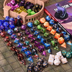 Amiven pearlescent swirl dice closeup gleaming with color depth for immersion