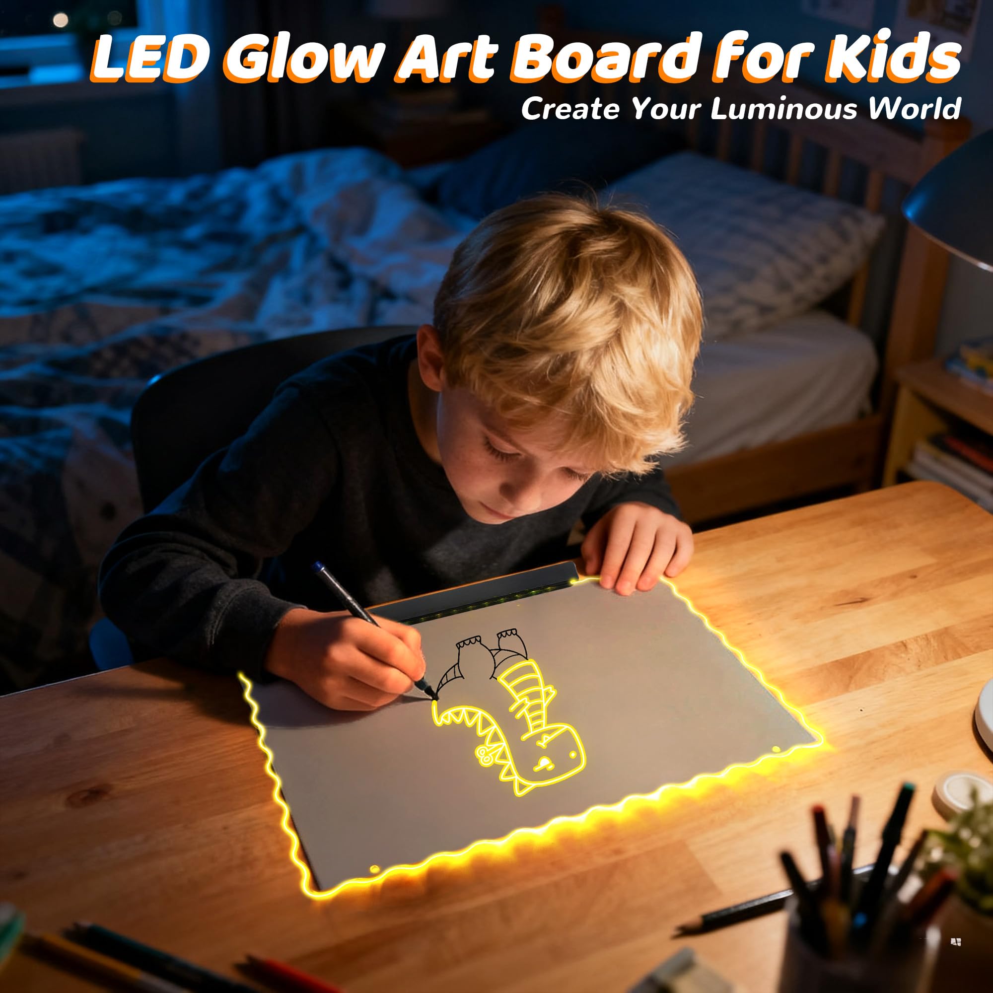 Ammonite Lumiboard mounted on wall for vibrant ambient decor.
